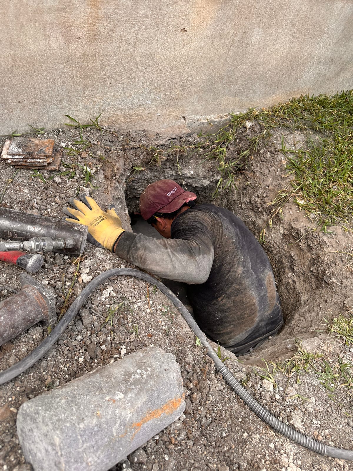 Engineer-led foundation pier installation on a Central Texas home near Lockhart, TX