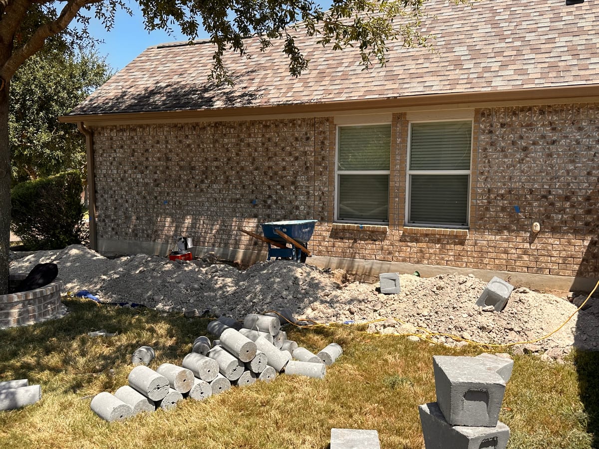 Engineer-led foundation pier installation on a Central Texas home near Selma, TX